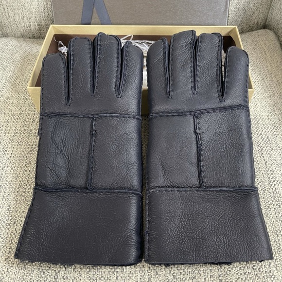 Yiseven Men’s 100% Leather Gloves sz M Navy Blue - Picture 3 of 9